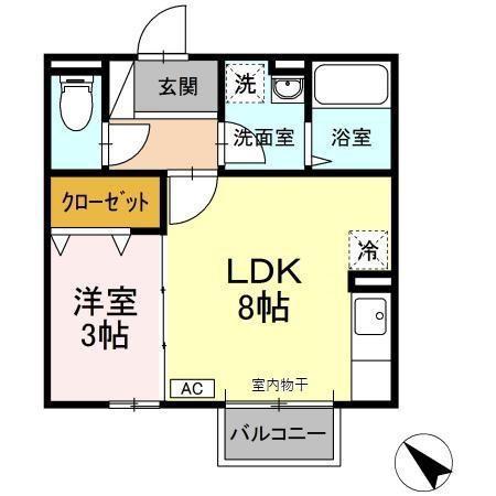 セレッソ砂口(1LDK/2階)の間取り写真
