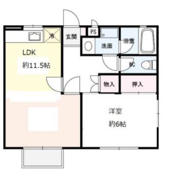 ハイツサニーヒル(1LDK/1階)の間取り写真