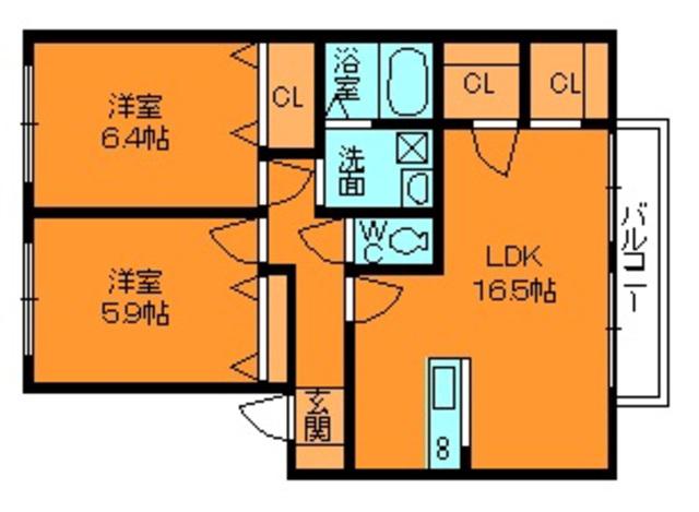 グローリータウン(2LDK/1階)の間取り写真