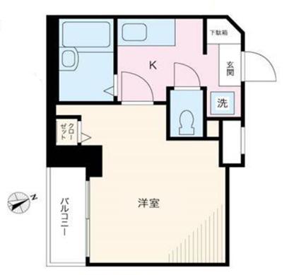 スカイコート日本橋(1K/2階)の間取り写真