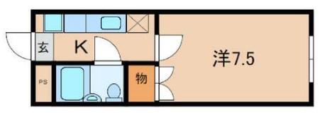 ブラウンハイム(1K/1階)の間取り写真