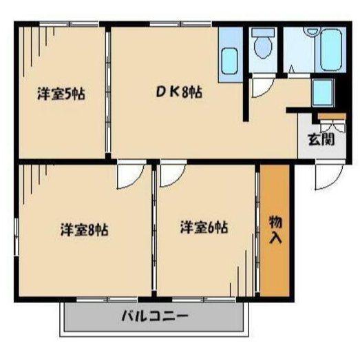 ティゾーサウス(3DK/1階)の間取り写真