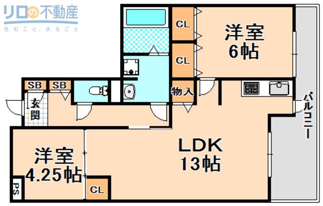 MEDUSELD南棟(2LDK/2階)の間取り写真