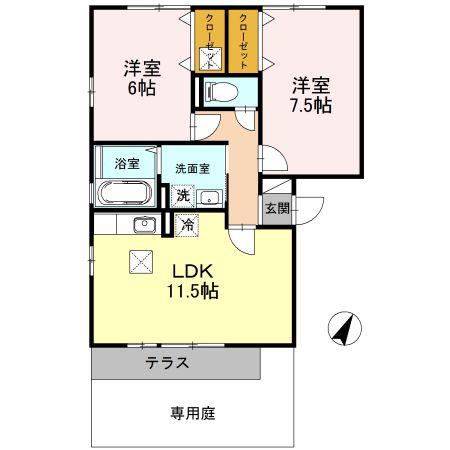 リビングタウン双葉A・B棟(2LDK/1階)の間取り写真