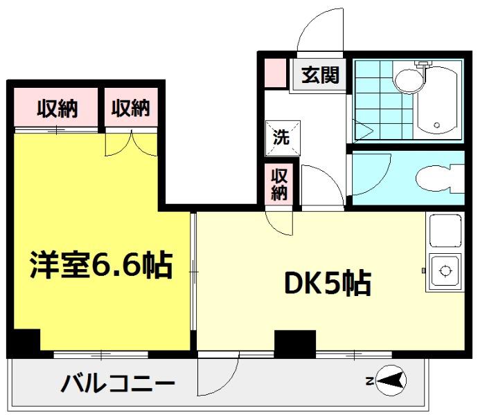 セレニティー(1DK/2階)の間取り写真