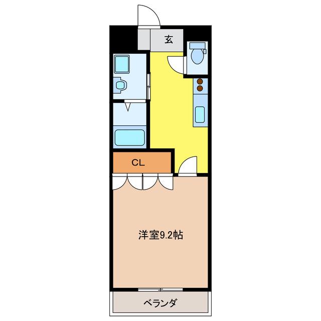 ヒールコート(1K/2階)の間取り写真