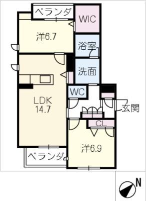DOLCE K II(2LDK/2階)の間取り写真