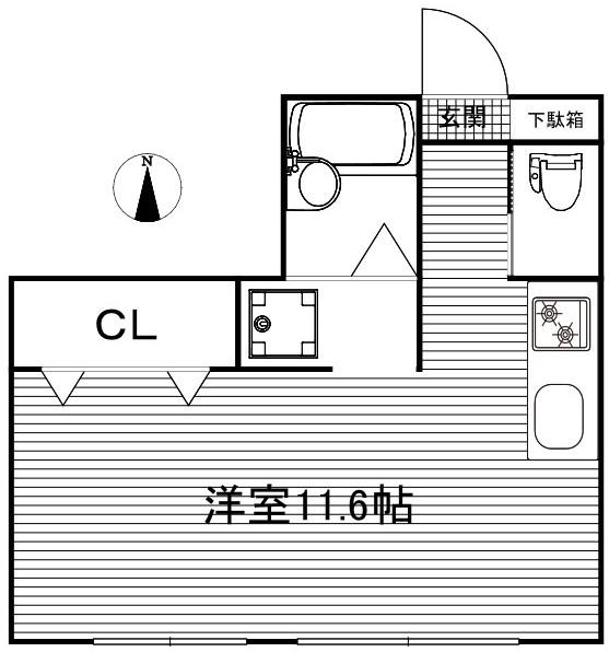 KAIハウス(ワンルーム/1階)の間取り写真