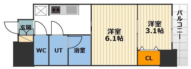 ウエリスアーバン守口(2K/7階)の間取り写真
