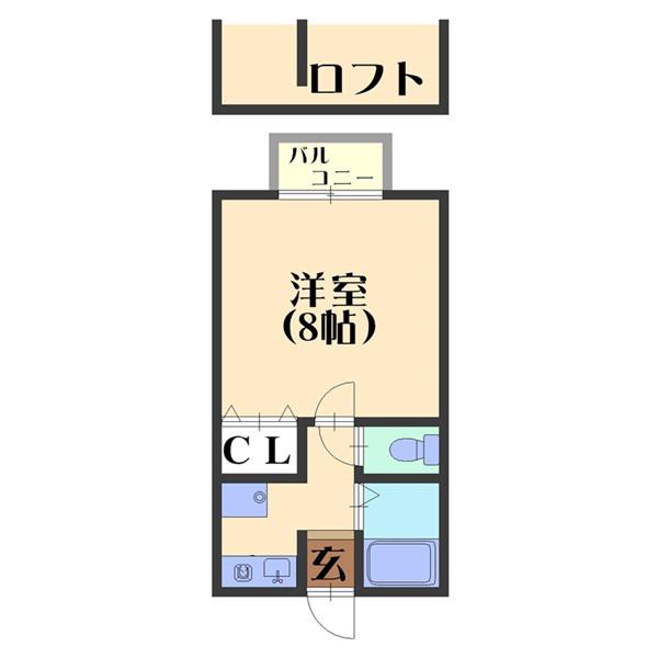 エクセルI(1K/1階)の間取り写真