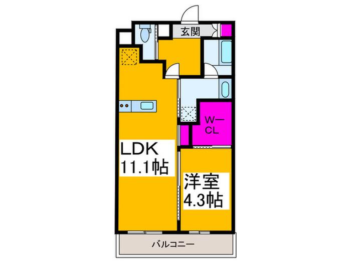 MON MAISON V(1LDK/7階)の間取り写真