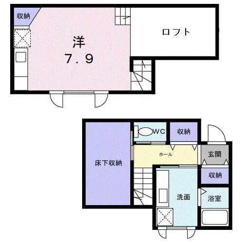 BLEU CIEL(1K/2階)の間取り写真