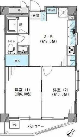エストレージュ大崎ソニー通(2DK/6階)の間取り写真