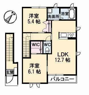 SHION II A(2LDK/2階)の間取り写真