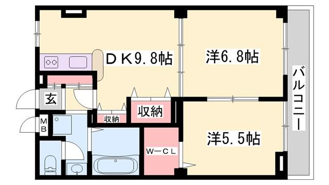 パークハイム弐番館A棟(2DK/3階)の間取り写真
