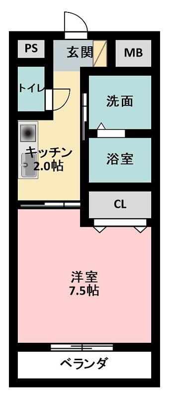 リバティー(1K/3階)の間取り写真