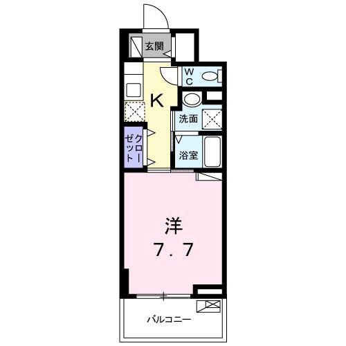 ライト・アベニュー(1K/4階)の間取り写真
