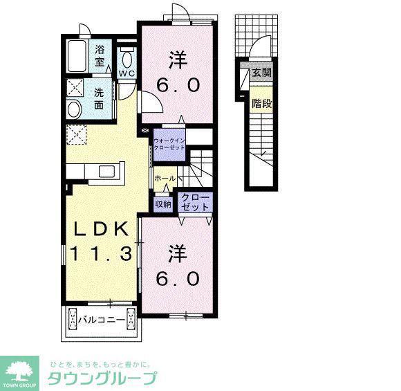 キャッスル ウインA(2LDK/2階)の間取り写真