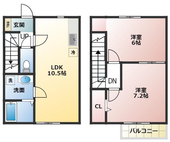 FOUR LEAF CLOVER (2LDK/1階)の間取り写真