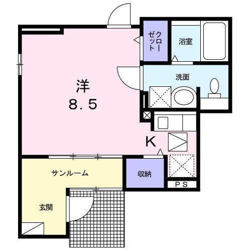 オーチャード(ワンルーム/1階)の間取り写真