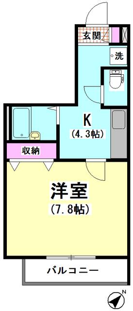 プリート(1K/2階)の間取り写真