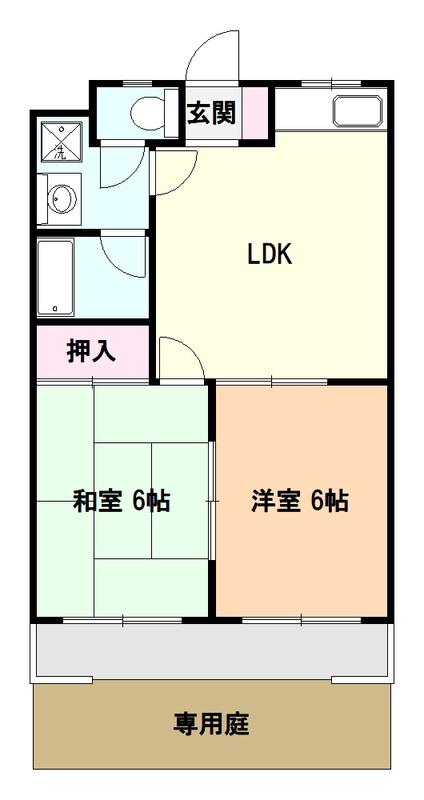 アーバンライフ村山(2LDK/1階)の間取り写真