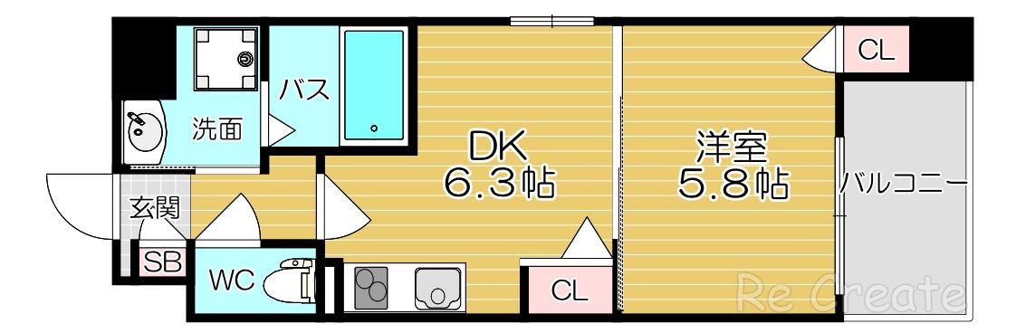 SOLEIL(1DK/7階)の間取り写真