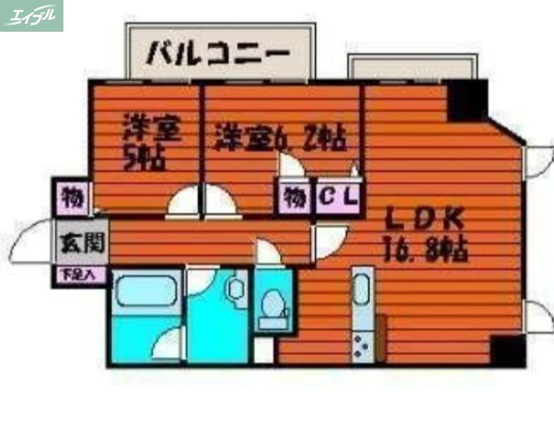 ライオンズタワー岡山表町(2LDK/11階)の間取り写真