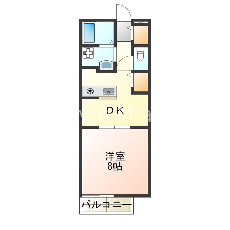 ジュネス(1DK/1階)の間取り写真