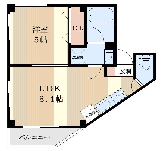土屋ビル(1LDK/4階)の間取り写真
