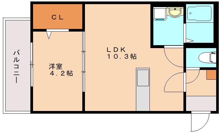 CRECIA前原駅前(1LDK/1階)の間取り写真