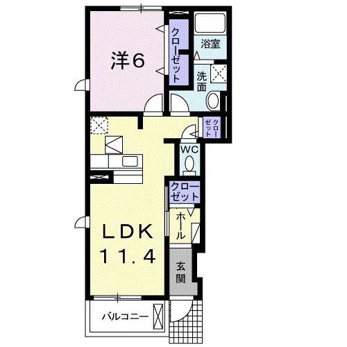 プロスペリテタカエス(1LDK/1階)の間取り写真