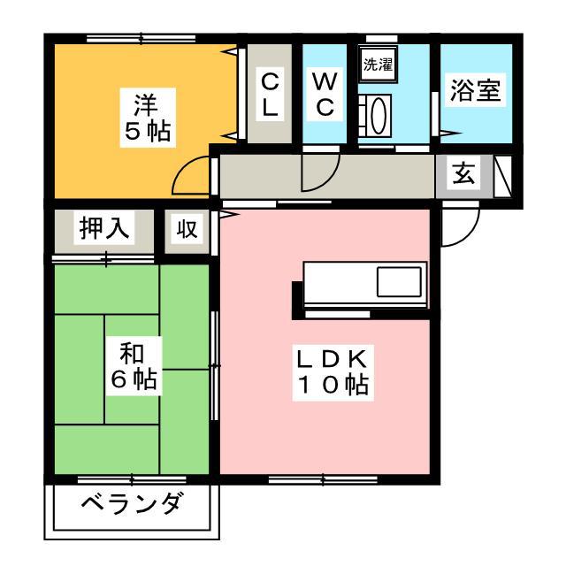 スイートライムB棟(2LDK/2階)の間取り写真
