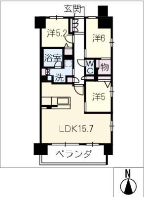 プレサンスロジェ岐阜ザ・クラスII1004(3LDK/10階)の間取り写真