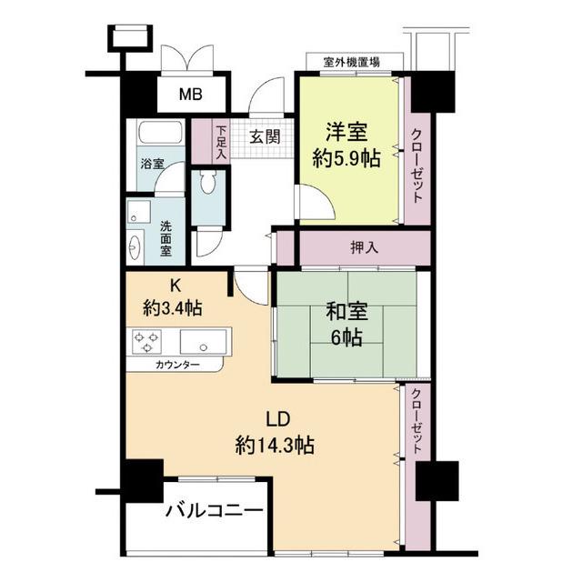 エル・セレーノ九条(2LDK/11階)の間取り写真