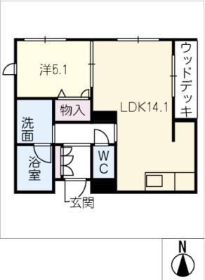 リーベン メーア(1LDK/1階)の間取り写真