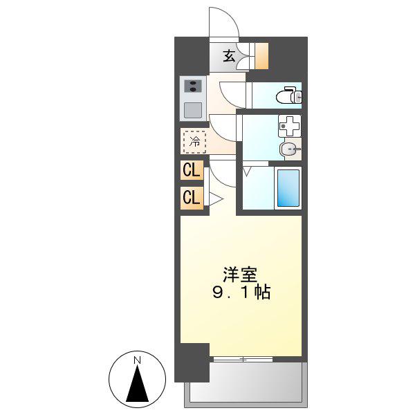 S-RESIDENCE名駅ウエスト(1K/12階)の間取り写真