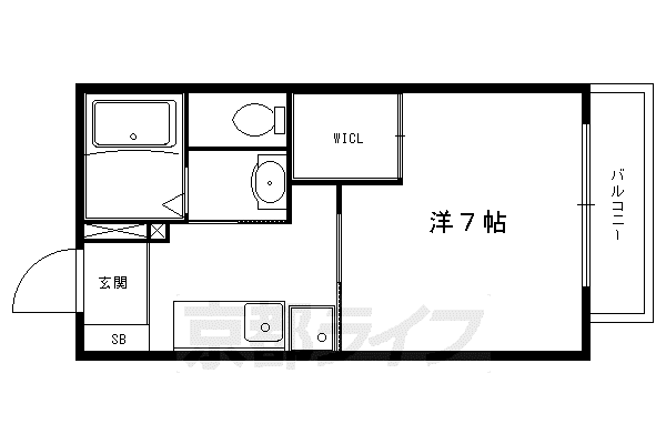 ラパレット聖護院(1K/2階)の間取り写真
