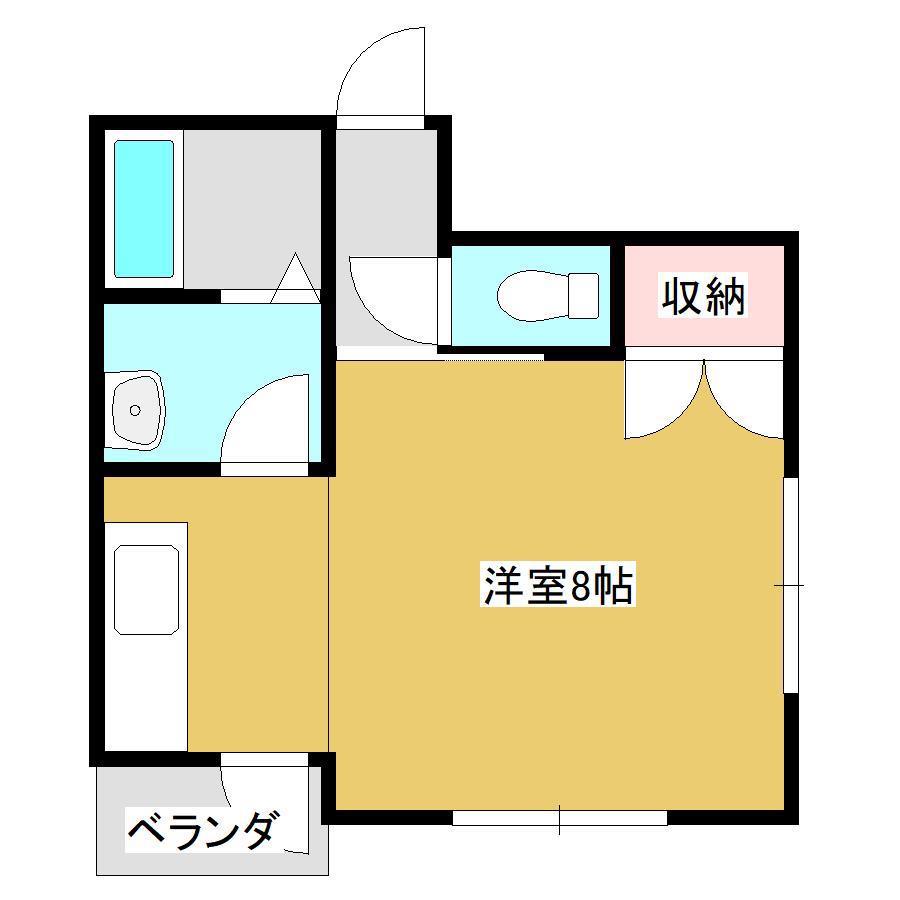 プリンスコート桜町(ワンルーム/2階)の間取り写真
