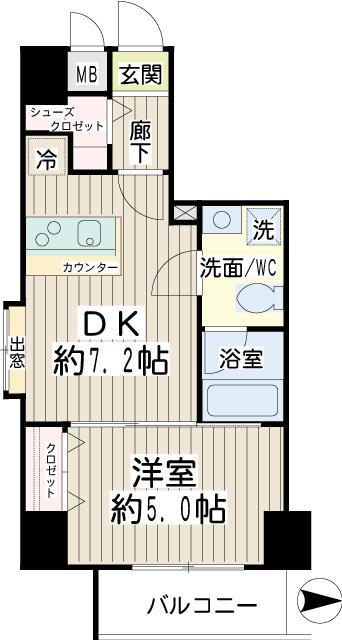 コルティーレ武蔵小杉(1DK/2階)の間取り写真
