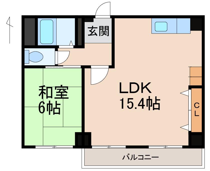 コーポラス小松原(1LDK/6階)の間取り写真