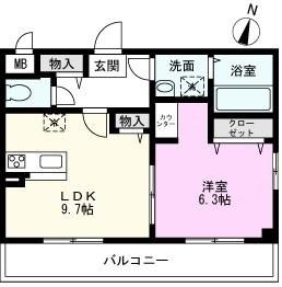 ティアロ(1LDK/3階)の間取り写真