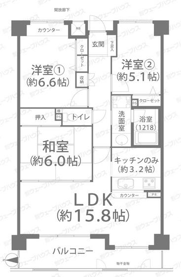 ファミール伊島(3LDK/3階)の間取り写真