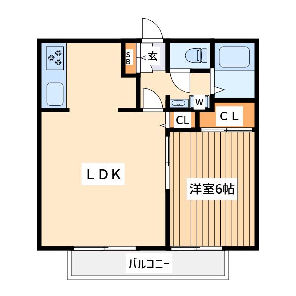 フロイディハイツ(1LDK/1階)の間取り写真