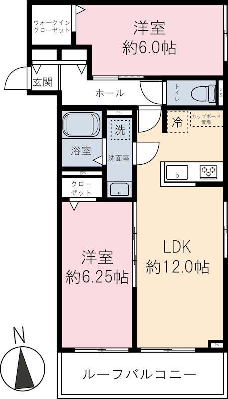 新町6丁目パレス(2LDK/3階)の間取り写真