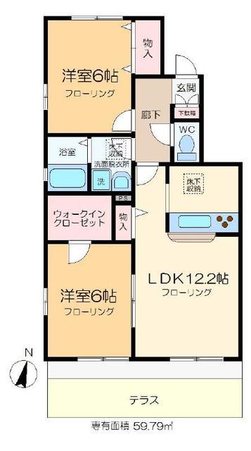 FLORAL イースト(2LDK/1階)の間取り写真