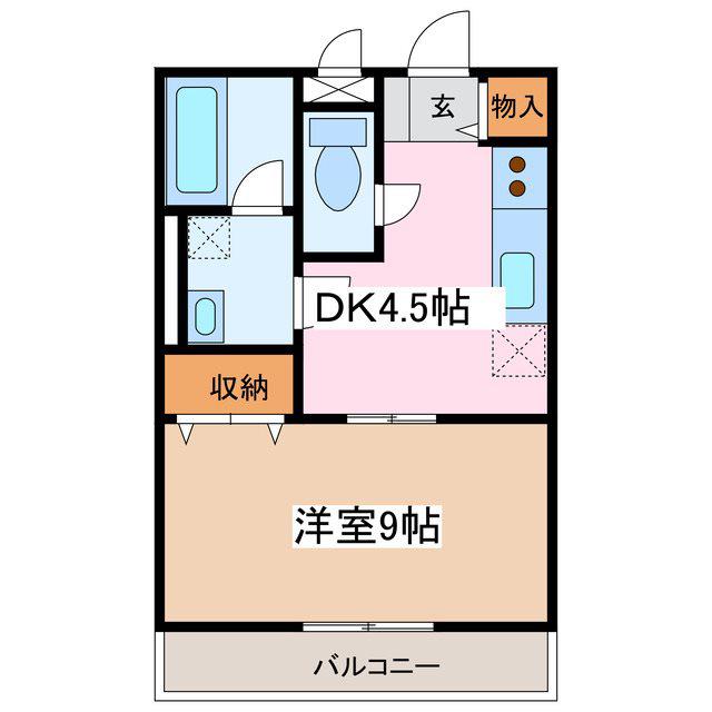 鎌田スカイ(1DK/2階)の間取り写真