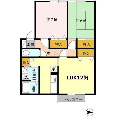 コーポビューラーII(2LDK/1階)の間取り写真