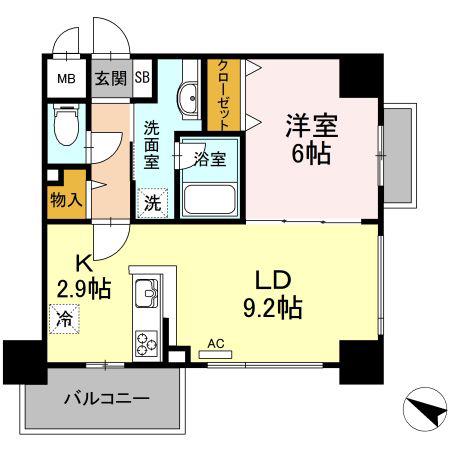 ハイムローゼVII(1LDK/3階)の間取り写真