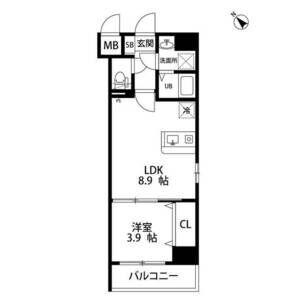 MODERN PALAZZO 博多駅 ABROAD(1LDK/3階)の間取り写真